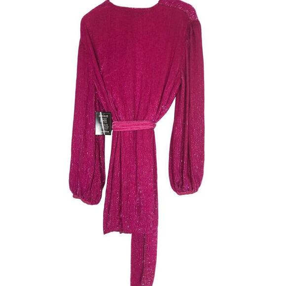 Retrofete Gabrielle Sequin Robe Wrap Dress Pink NWT L - Picture 5 of 12